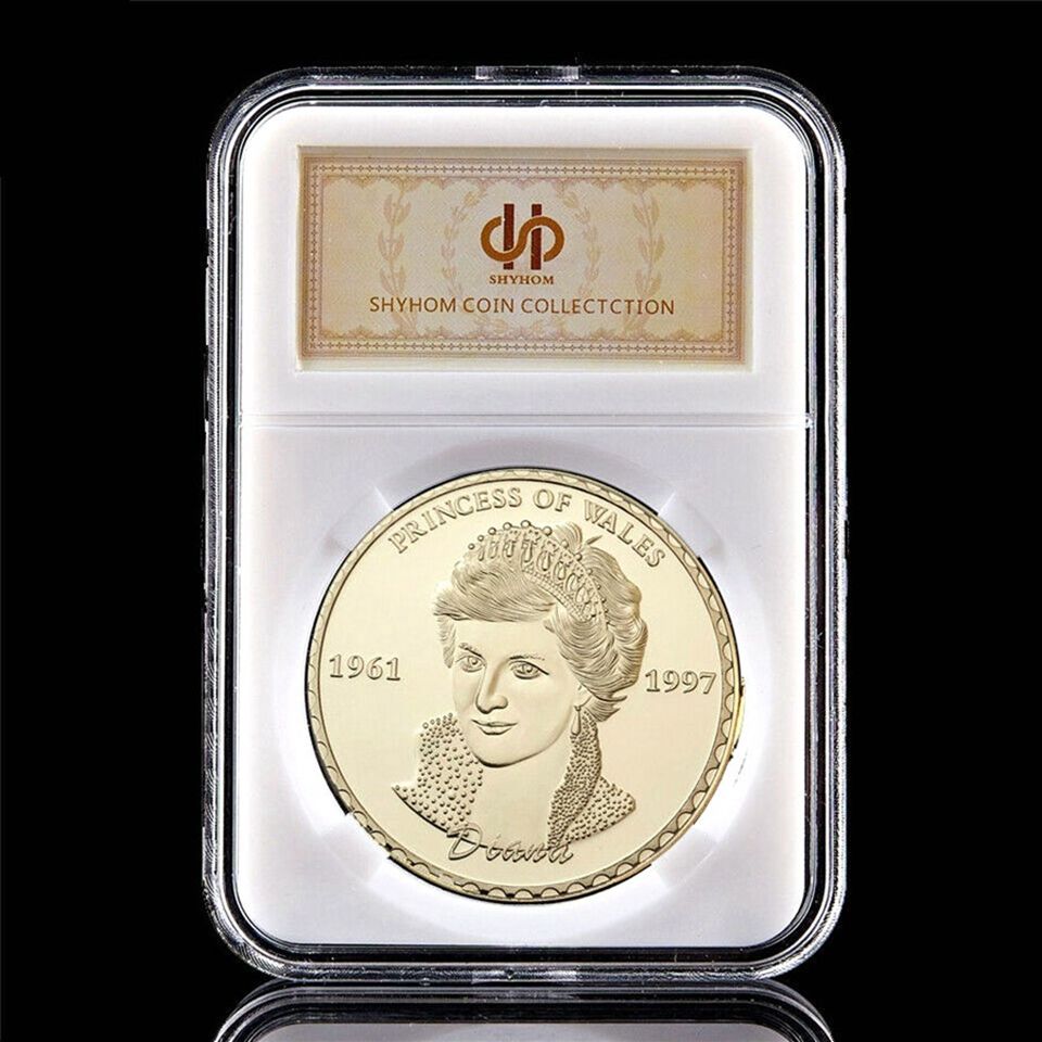 Souvenir Badge Craft UK Queen Diana Princess England Last Rose Gold Plated 1oz Commemorative Coin W/Pccb Box-image-521676160