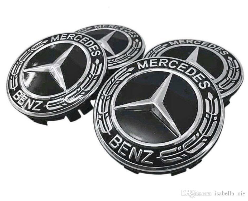 Mercedes AMG Aleación de Cubo de Rueda Centro Tapas-Negro//Rojo-Conjunto de 4-75mm