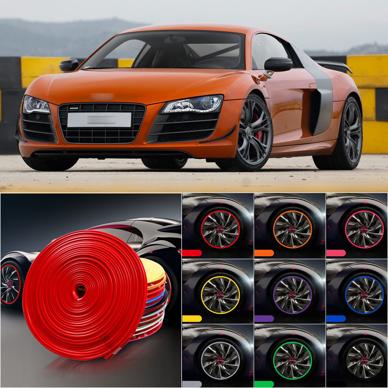 

8M Car Wheel Hub Rim Edge Protector Ring Tire Strip Guard Rubber Sticker Decals For audi R8