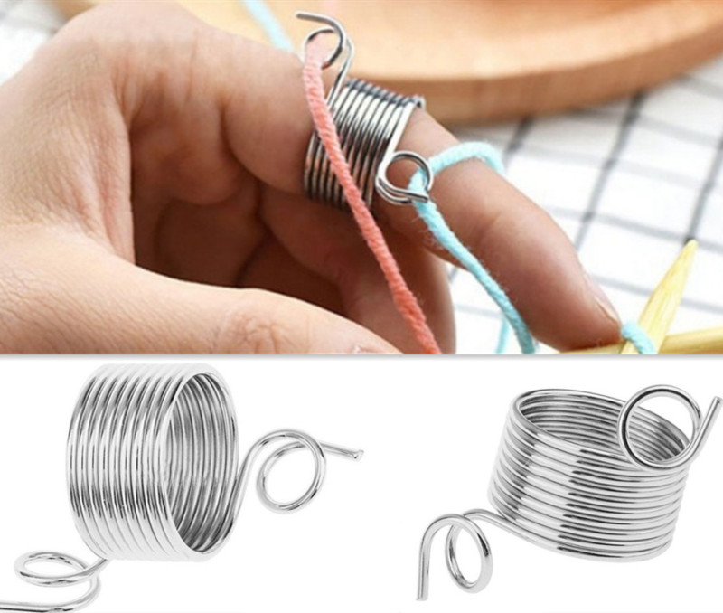 17mm Knitting dedal inoxidable gu/ías de acero del resorte del dedal anillo trenzado de la aguja de costura Accesorios de lana Tejido 1PC Herramienta