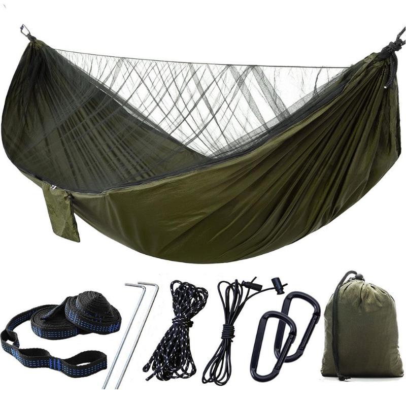 

Camping/garden Hammock With Mosquito Net Outdoor Furniture Portable Hanging Bed Strength Parachute Fabric Sleep Swing