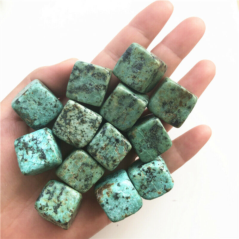 

18-20mm Natural African Green Turquoise Gravel Bulk Tumbled Stones Cube Crystal Healing Reiki Natural Quartz Crystals 100g