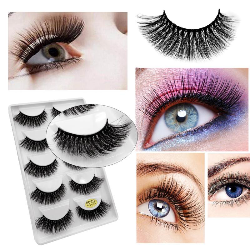 

SHIDISHANGPIN magnetic eyelashes 5 Paire 3D False Lashes Fluffy Strip Eyelashes Long Natural Party Makeup Lashes D324