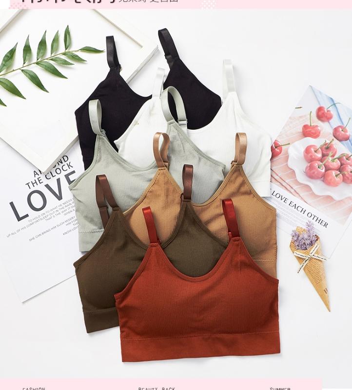 

no steel ring wrapped chest solid color breathable suspender underwear adjustable shoulder belt no trace back underwear, Black