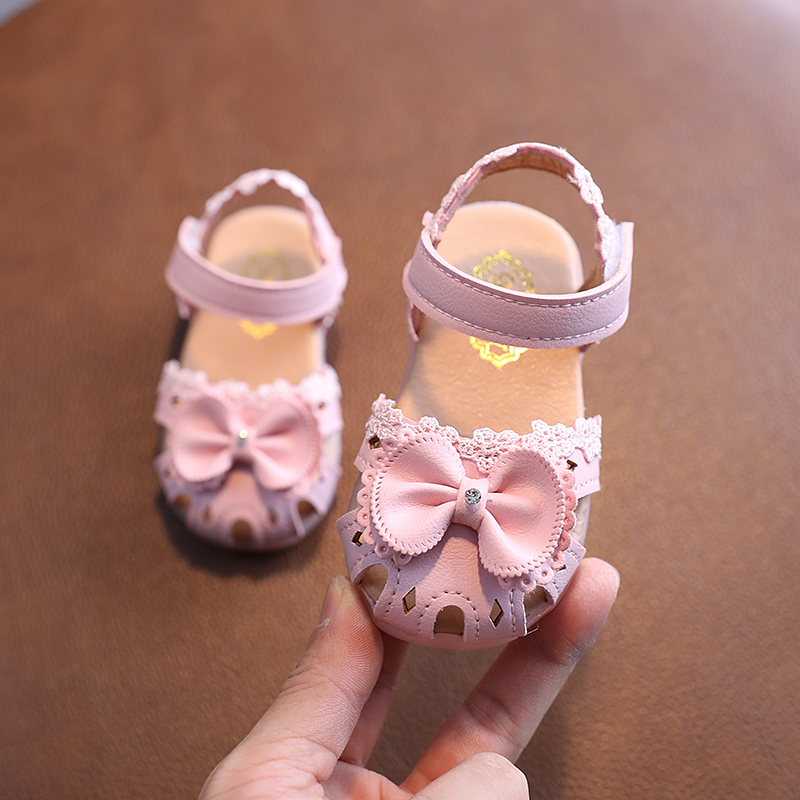 

Newest Summer Kids Shoes 2020 Fashion Leathers Sweet Children Sandals For Girls Toddler Baby Breathable Hoolow Out Bow Shoes, Pink