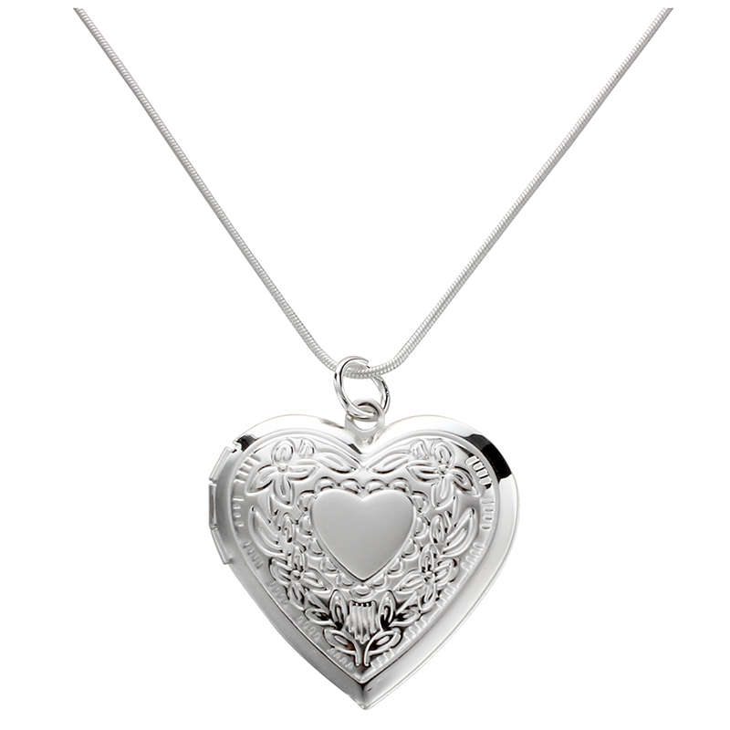 

28 mm Silver Plated Medallion Pendant Necklace Heart Necklace New