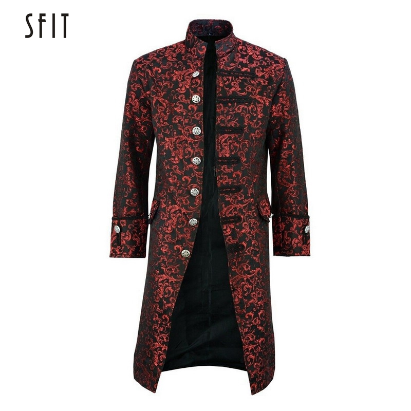 

SFIT NEW Mens Retro Tailcoat Goth Long Steampunk Formal Gothic Victorian Frock Retro Medieval costumes Tailcoat Steampunk Jacket, Yellow