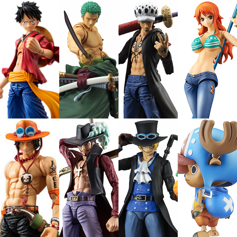 

MegaHouse Variable Action Heroes One Piece Luffy Ace Zoro Sabo Law Nami Dracule Mihawk PVC Action Figure Collectible Model Toy T200603