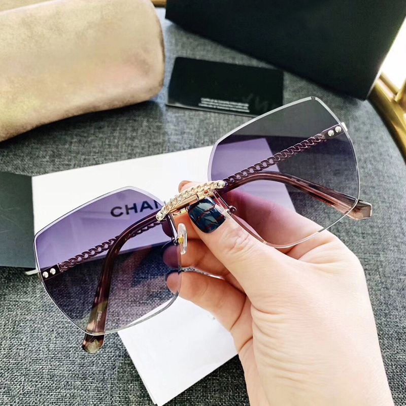 FEISHINI Fashion Black Gradient Sun glasses Crystal Square Rimless Sunglasses Women Vintage Oversized Classic Brand Designer T200615