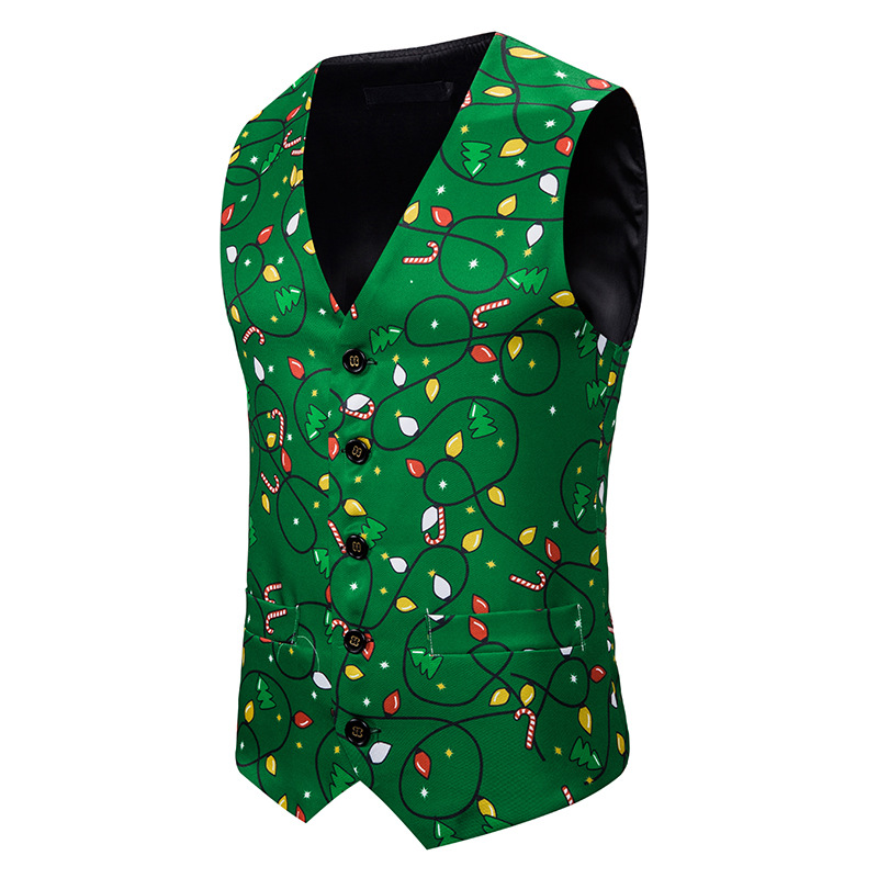 

Green Christmas Vest Men 2019 Classic V Neck Slim Fit Vest Waistcoat Men Xmas Party Wedding Tuxedo Vests Colete Social Masculino