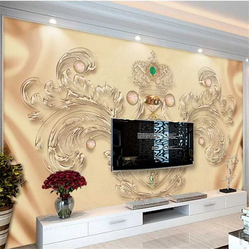 

mural 3d papel de parede Custom large-scale wallpaper 3D photo mural 0 Royal flying jewelry jewel TV background wall paper, As pic