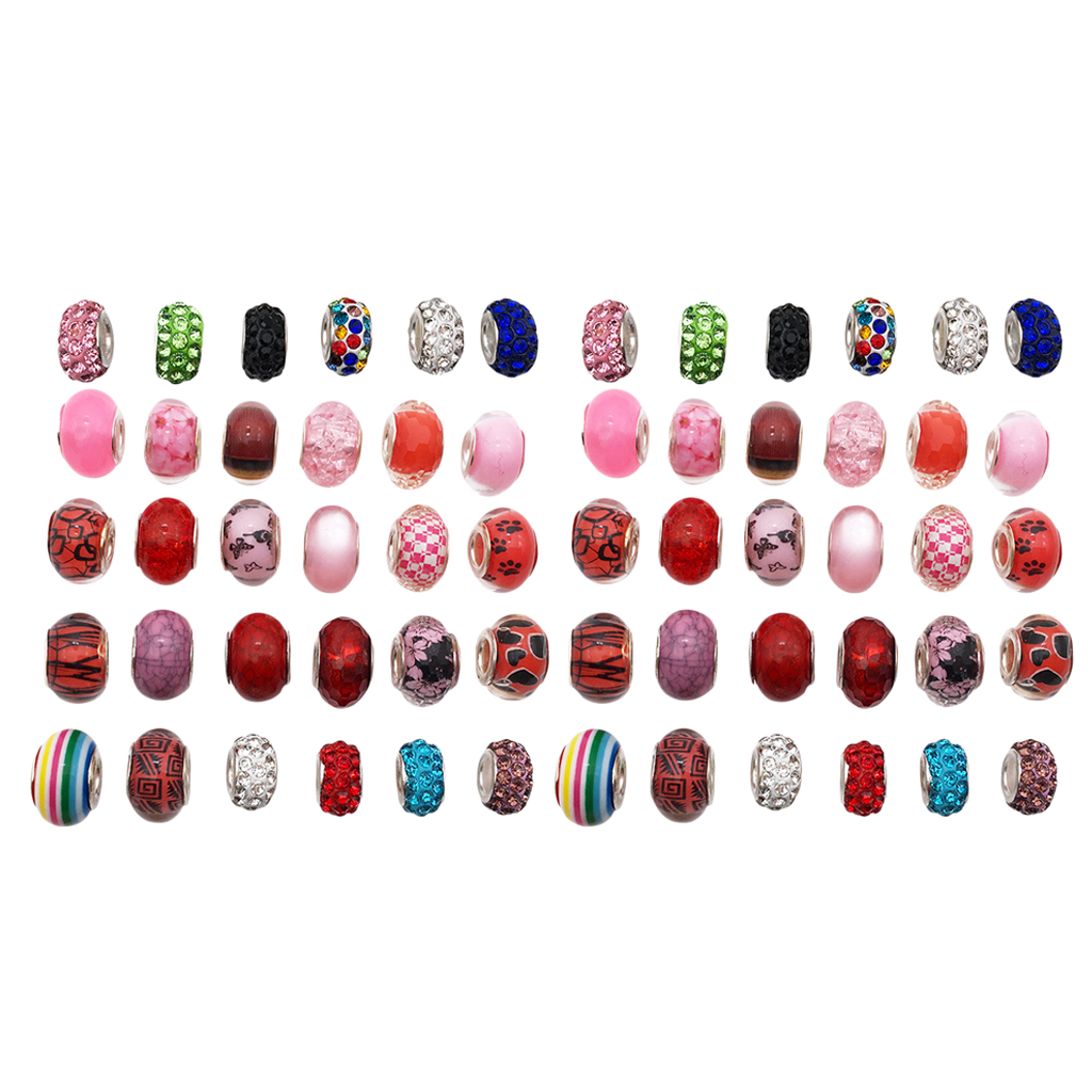

60x large lampwork glass european spacer beads for chain bracelet jewelry making