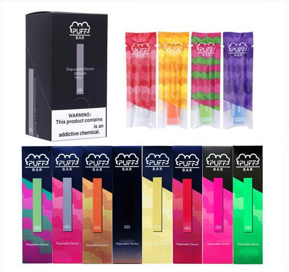 

New Puff Bar Disposable Device Pod Vape Pen Starter Kit 280mAh Battery 1.3ml Cartridges Puffbar Empty E Cigarettes Vape With Security Code