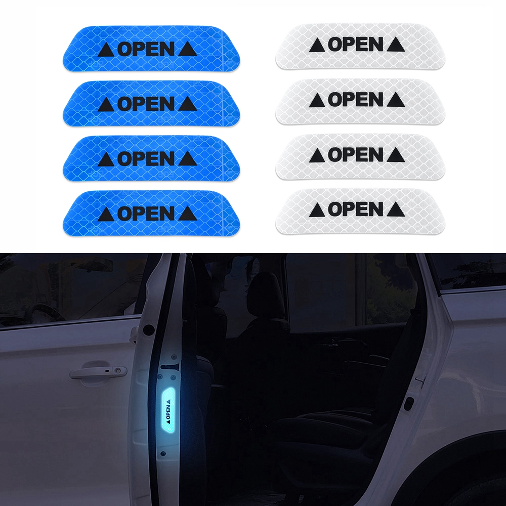 4pcs Car Door Open Sticker Reflective Tape Safety Warning Auto Decals Stickers