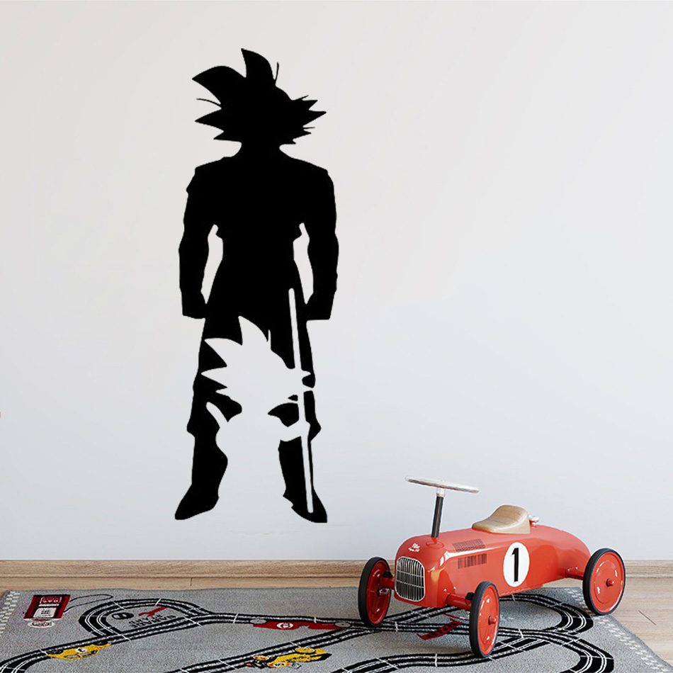 

Anime Wall Sticker Kids Room Mural Manga Goku Silhouette Decal For Teen Dorm Bedroom Decor