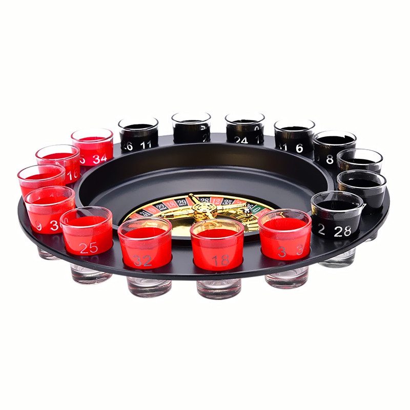 

Shot Glass Roulette - drinking Game Set 2 Balls and 16 Glasses