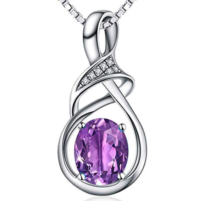 

925 Silver Jewelry Water Drop Necklace & Pendant Blue Stone Engagement Wedding Necklace for Party Accessories