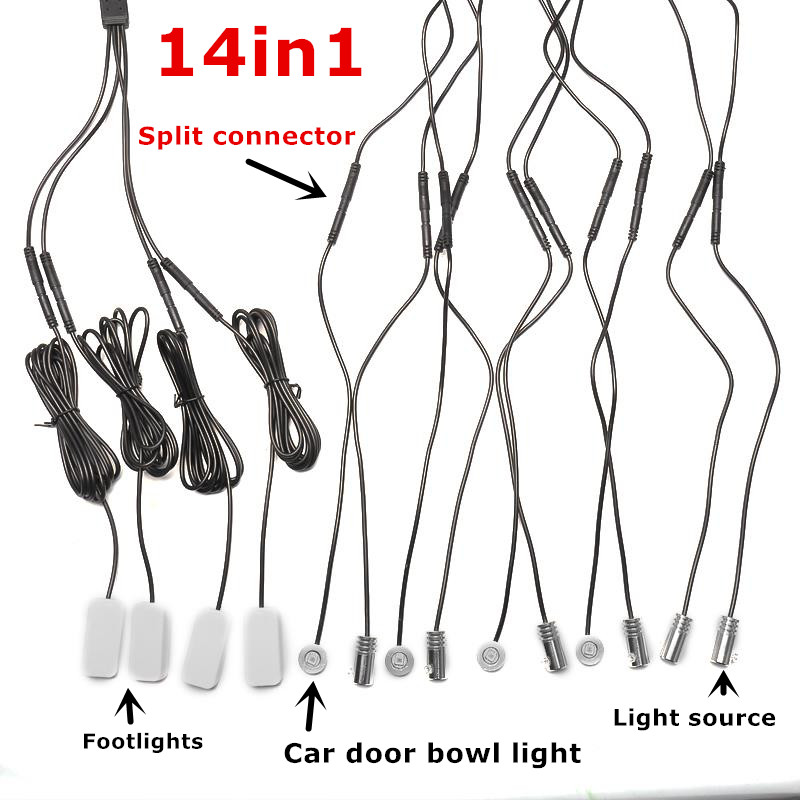 

Universal 14 in 1 RGB LED with 8M Car Interior Decor Fiber Optical Strip Light by App Control 12V Decorative Atmosphere Lamps