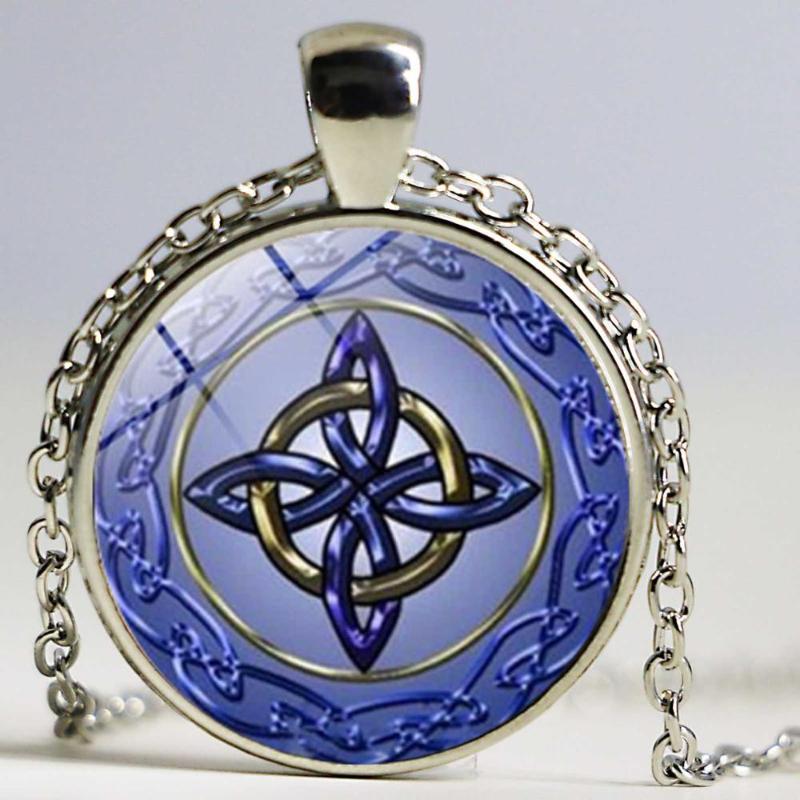 

Pendant Necklaces Eternity Knot Po Cabochon Glass Jewelry Black Bronze Silver Chain Pendants Statement Necklace