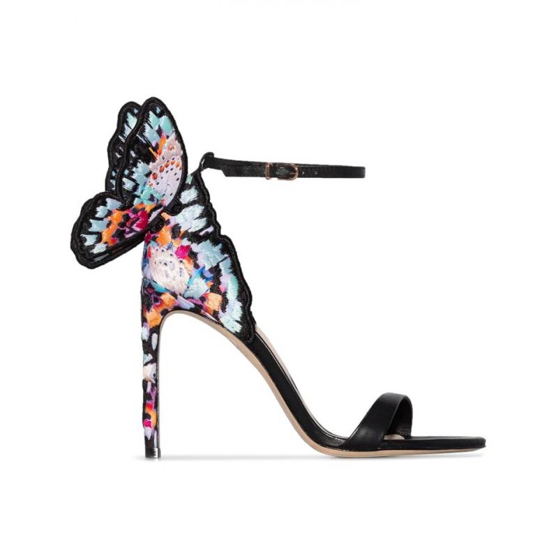 

Free shipping 2018 Ladies patent leather high heel buckle Rose solid butterfly ornaments Sophia Webster SANDALS SHOES embroider size 34-42, Multi