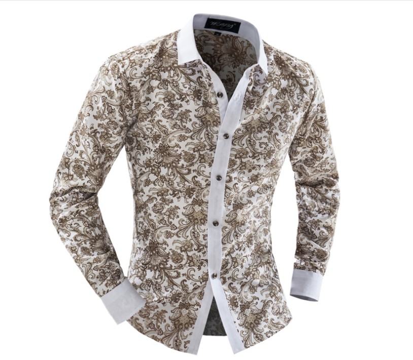 Hommes Chemise À Fleurs D'été Automne Robe De Mode À Manches Longues Hommes Chemise Décontractée Mince Hommes Chemises Chemise Homme Marque