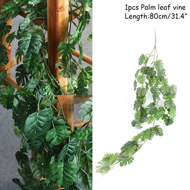 

66/80cm Palm Leaves Branch for Home Decor Wedding Party Supplies Artificial Leaves Garland Summer Hawaii Party Fake Plant, 66cm
