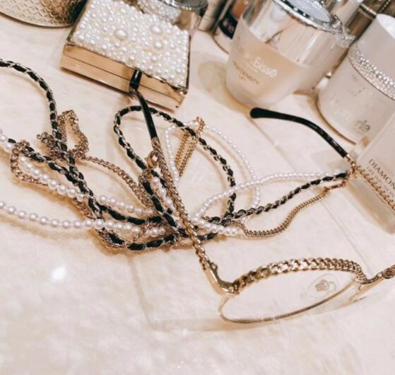 

New glasses chain retro personality glasses chain lanyard fashion glasses pearl chain multilayer rope necklace female, Silver
