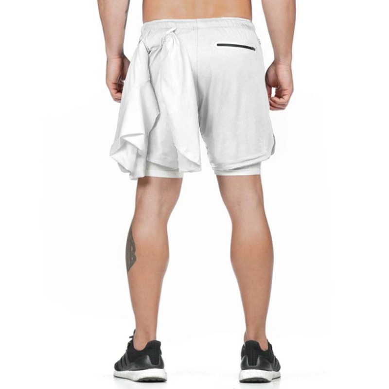 

Men's 2 in 1 Running Shorts Security Pockets Leisure Shorts Quick Drying Sport Built-in Pockets Hips Hiden, Black