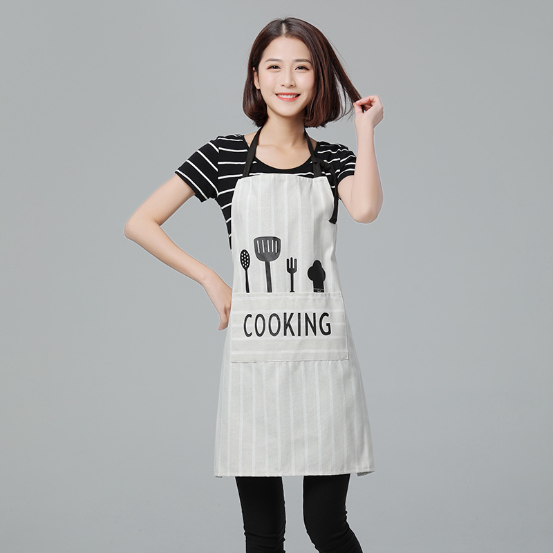

Nordic Style Fork Spoon Apron Kitchen Waterproof Antifouling Casual Sleeveless Apron Restaurant Cafe Overalls Cleaning Tools