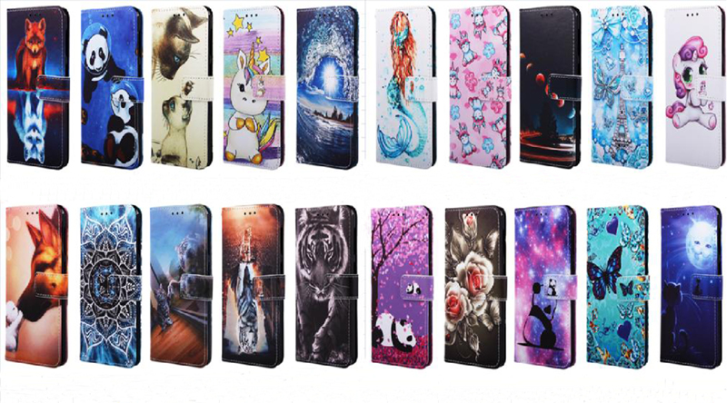

Cartoon Butterfly Sun Moon Rose Panda Tiger Leather Wallet flip Case for iphone 11 pro max 6 7 8 plus X XS MAX XR Samsung S20 PLUS Ultra S10, Please choose the design you need