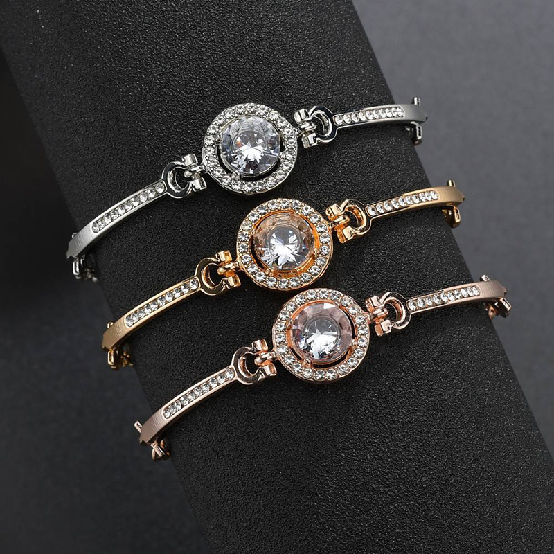 

Charm Bracelets 2021 Cubic Zircon Bracelets&Bangles For Women Stainless Steel Custom Crystal Engagement Jewelry BT200267