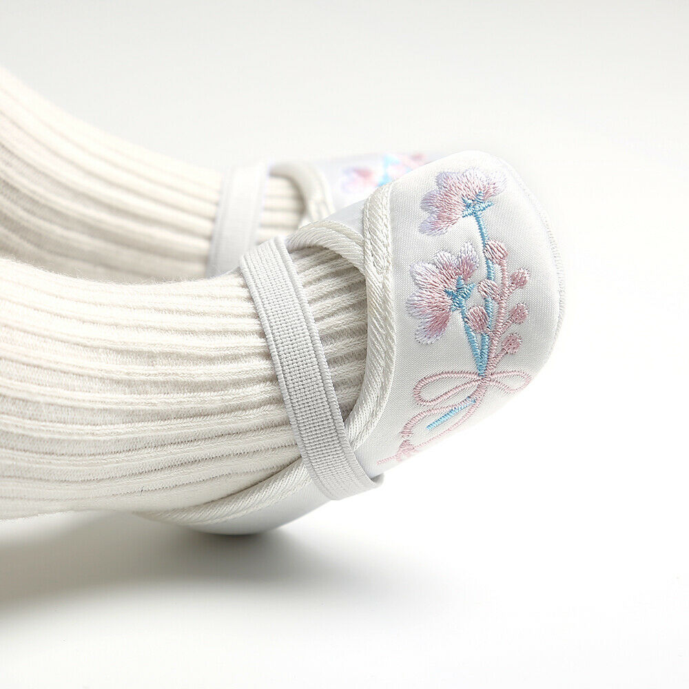 

New Sweet Newborn Baby Girl Floral Embroidery Soft Crib Shoes Infants Anti-slip Sneaker + Flower Headband, Pink