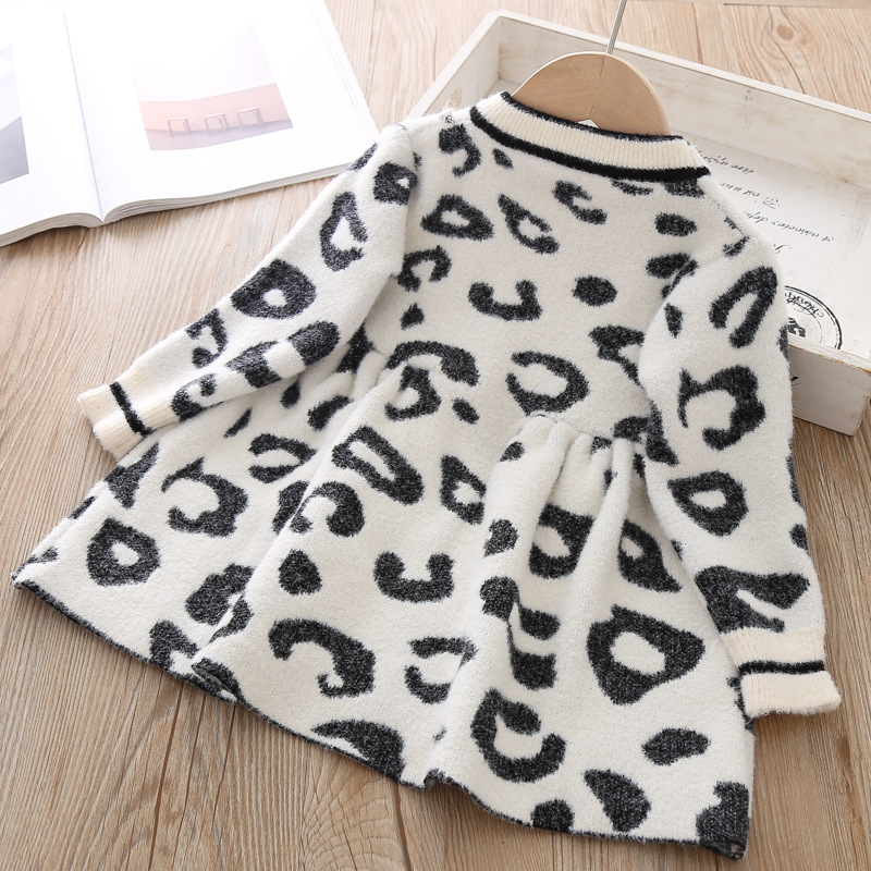 

Toddler Sweater Dress Kids Sweaters Winter Leopard Crystal Children Sweater Dress Toddler Dresses Sweater For Kids, Khaki