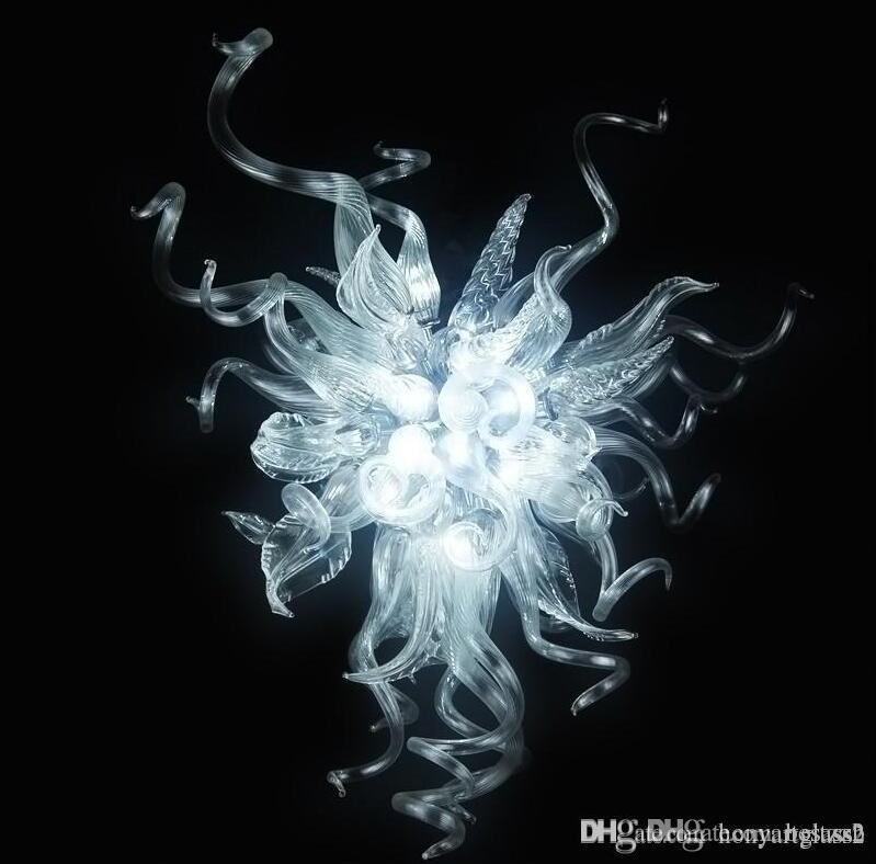 

100% Mouth Blown Borosilicate Modern Home Decorations White Clear Glass Led Chandelier Hand Blown Glass Pendant Lighting