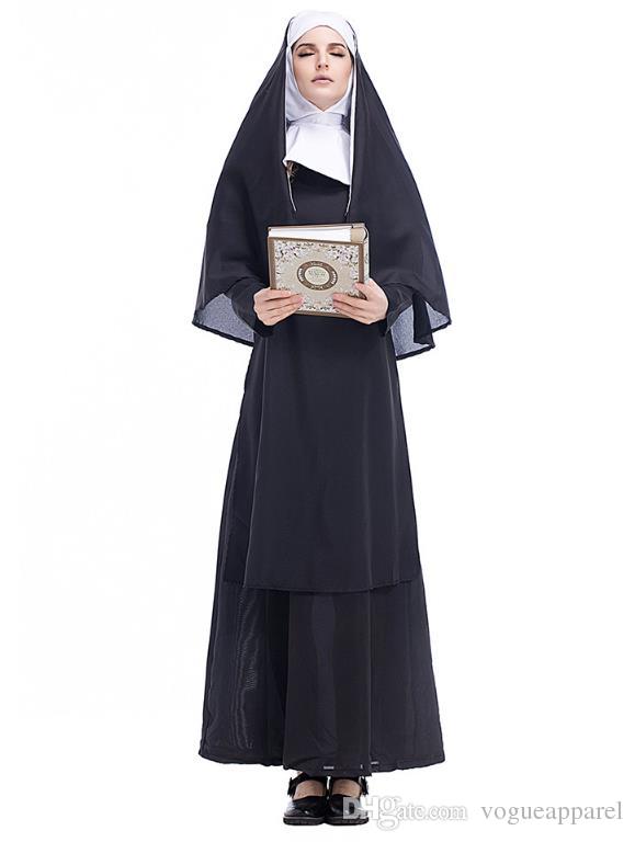 Adult Conjuring Nun Costume Ladies Valak Mask Fancy Dress Holy Religious Habit