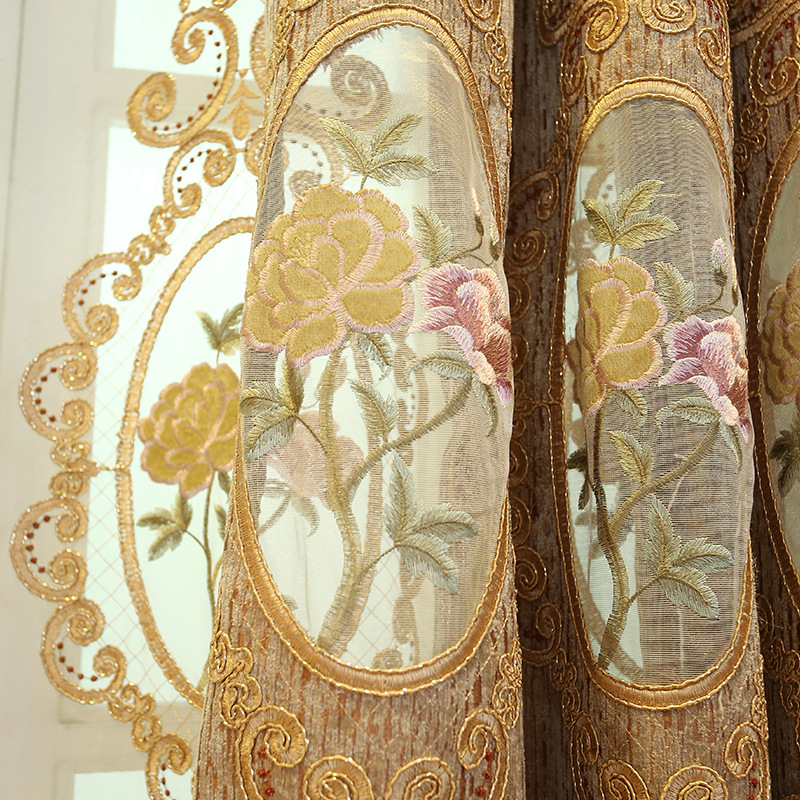 

Blackout European curtains New living room bedroom curtains finished embroidered curtain fabric, Tulle