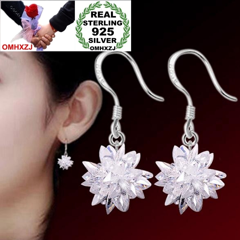 

OMHXZJ Wholesale fashion jDangle & Chandelier oker star for Woman gift Fine High Quality Ice Flower Zircon 925 Sterling Silver drop Earrings YS202