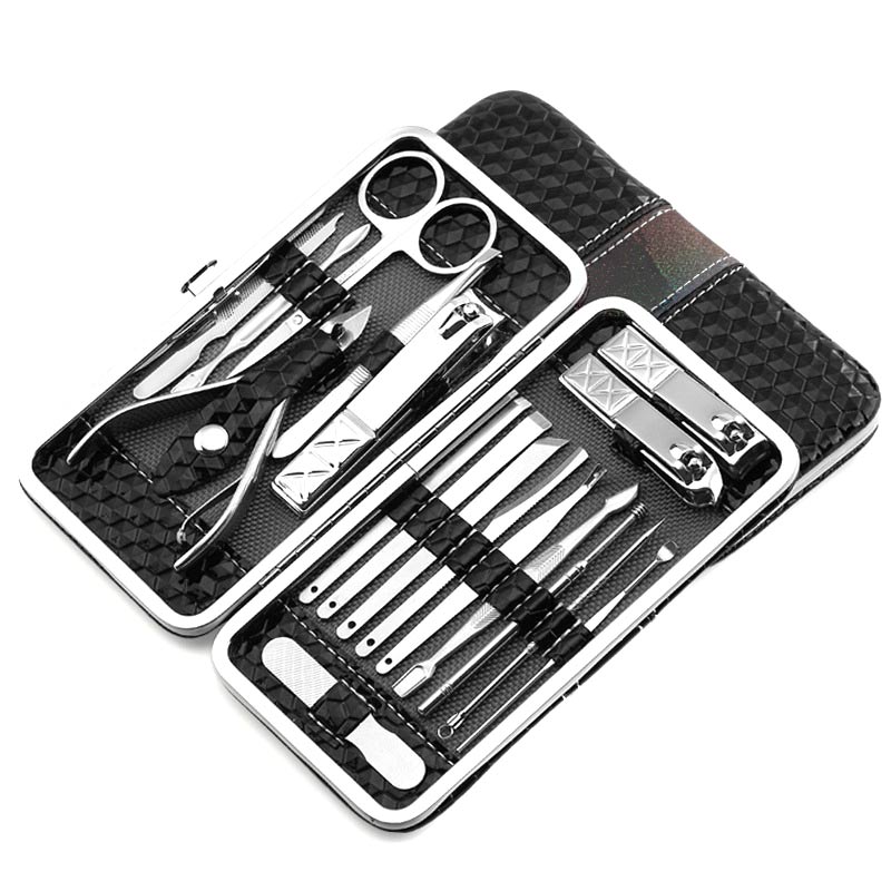 

18Pcs Manicure Pedicure Set Stainless Nail Clippers Kit Cuticle Grooming Beauty Tools SSwell