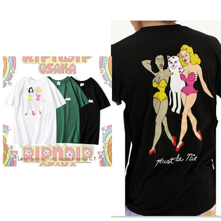

mens designer tshirts 2020ss / RIPDIP summer short sleeve cotton couple high quality luxury man wild new women leisure brand popular t shirt, White;black