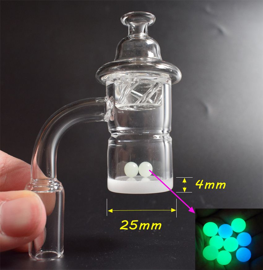 

Splash Guard Beveled Edge Quartz Banger Nail with Cyclone Spinning Carb Cap and Terp Pearl Insert For Glass Bongs Smoking