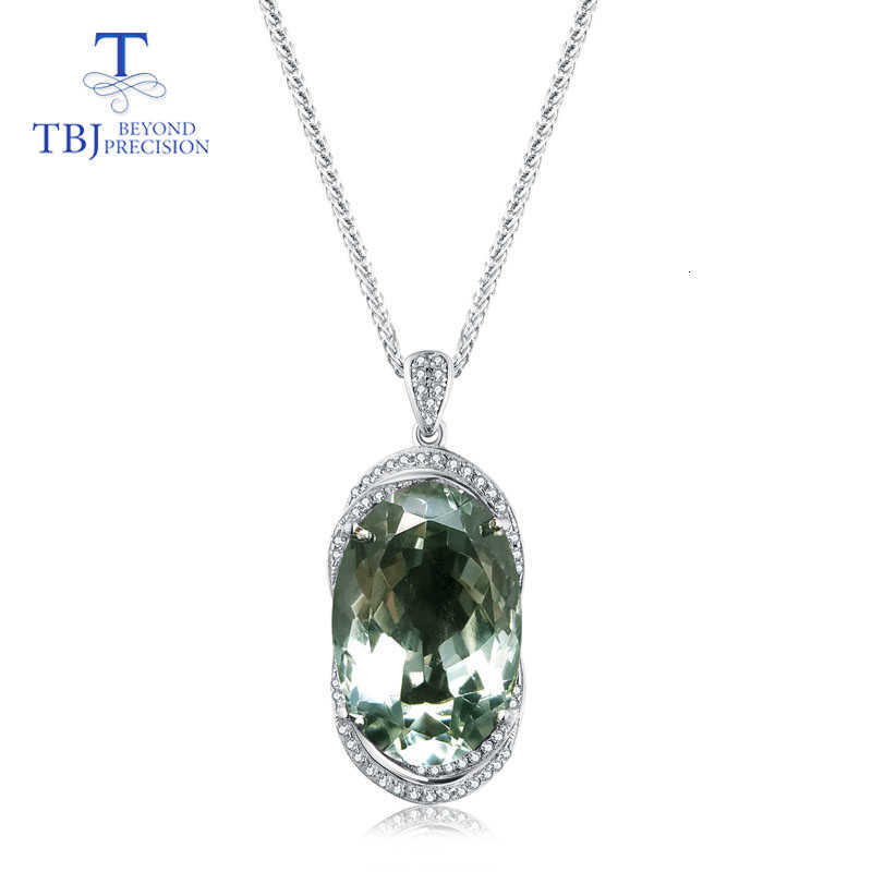 

TBJ,green amethyst prasiolite pendant natural big gemstone 925 sterling silver,fine jewelry for women & girl gifts CJ191205