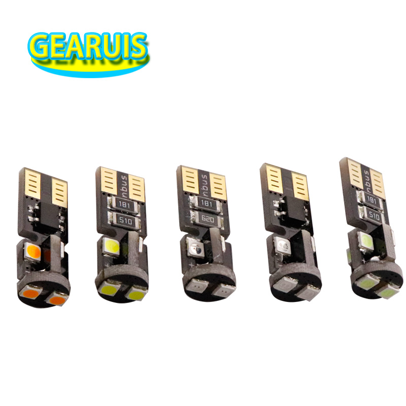 

10pcs Canbus T10 non polar LED No OBC Error 6 smd 3030 Led W5W 168 194 car interior Wedge License Plate Lamp car styling 12V, As pic