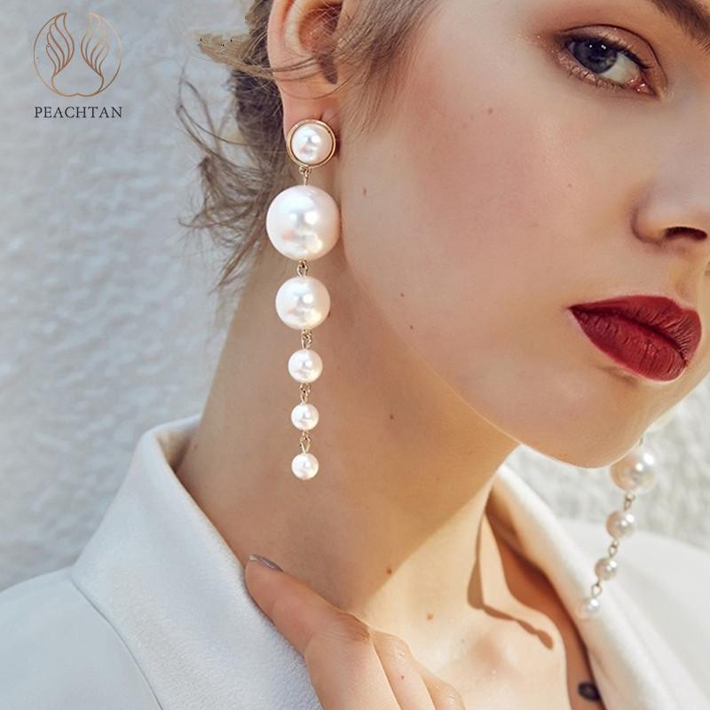 

Peachtan Pearl Dangle earrings jewelry wedding party girl gift White natural freshwater baroque pearls drop earrings for women, X19fj10159