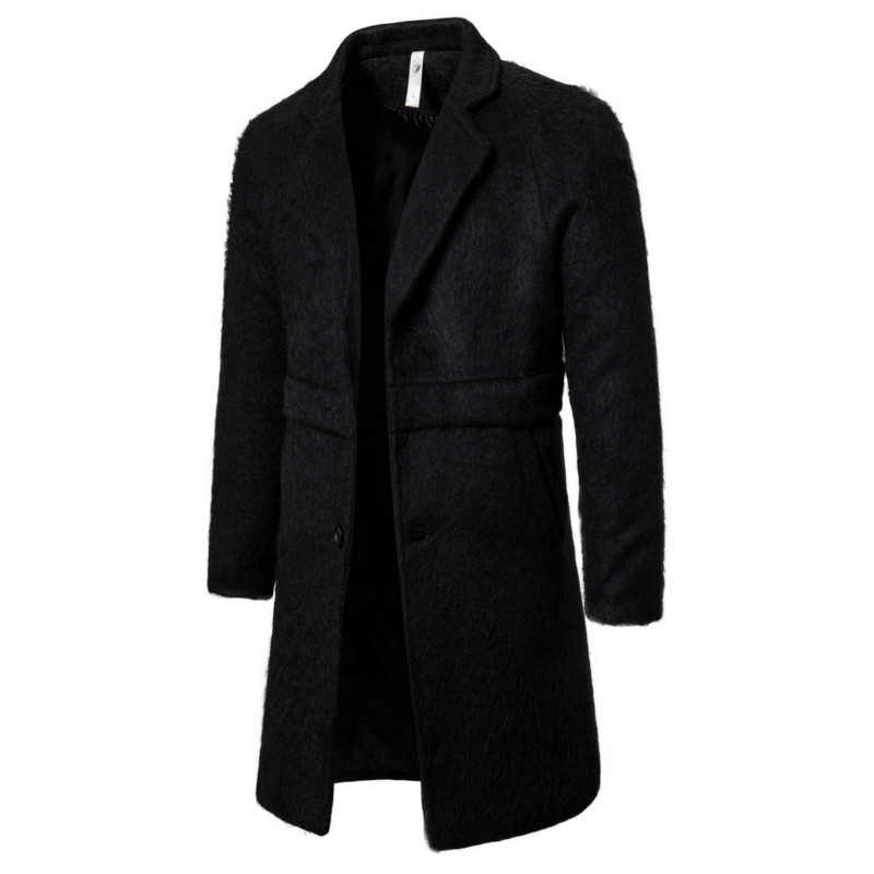 

Men's woolen coat autumn and winter new foreign trade men's long woolen coat black trench YF22