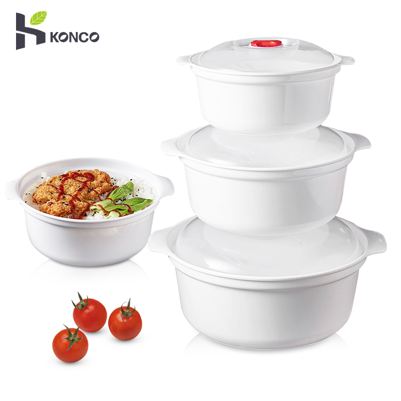 

Konco Microwave Round Lunch Box Soup Bowl Bento Box with handles Instant noodles Bwol foods storage kitchen accessories