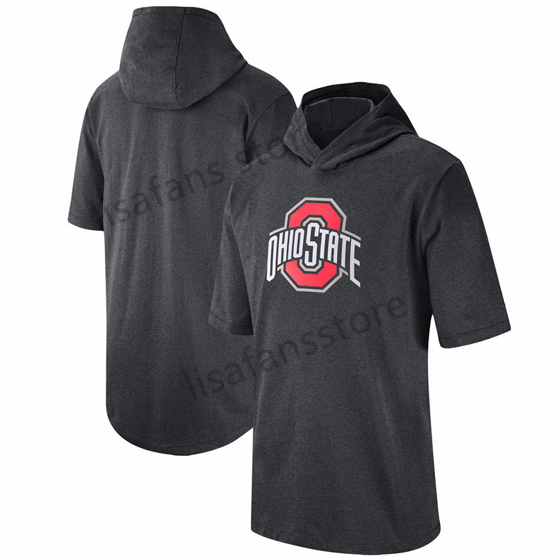 

Mens Ohio State Buckeyes Tops sideline performance Shorts Sleeve Hooded Top Tee Printed college football hoodies T-Shirts sweatshirts, As shows