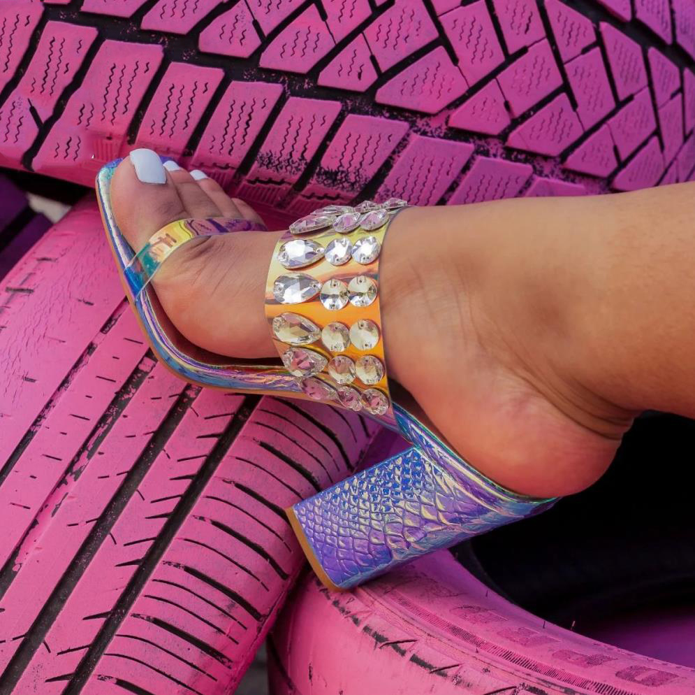 rainbow clear heels