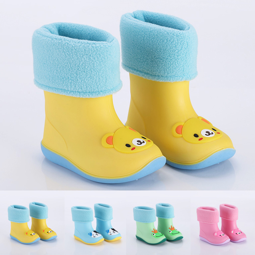 Kids Rainboots PVC Cartoon Animals Print Non-Slip Rain Shoes for Baby Boys Girls Waterproof Rain Boots