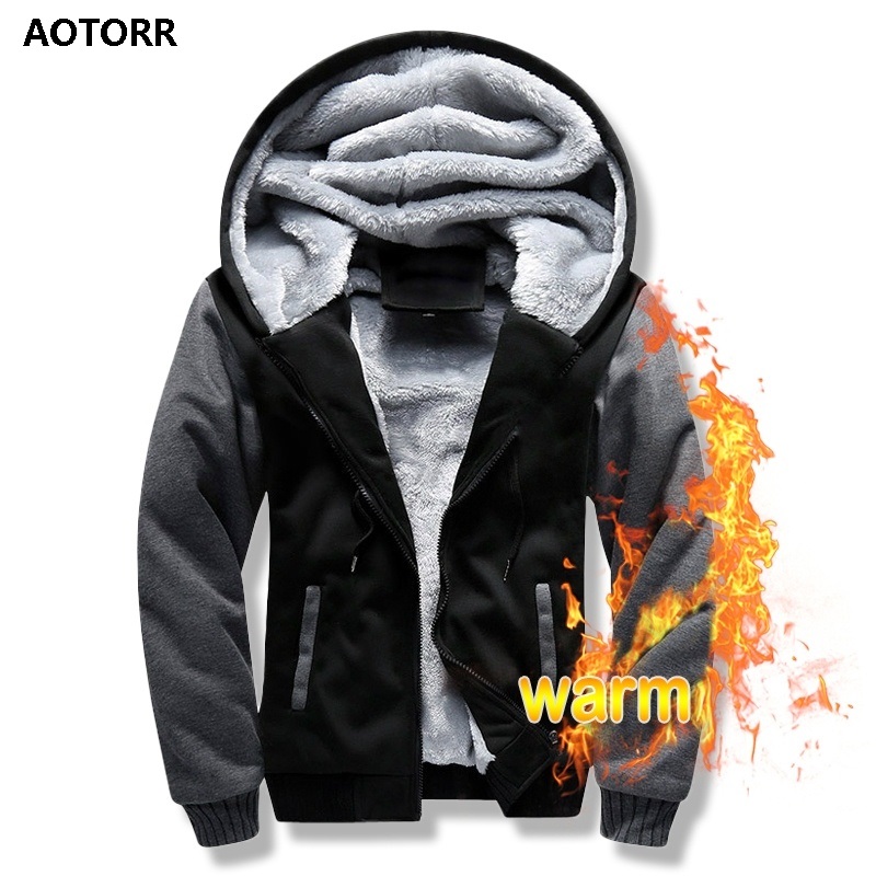 New Men Winter Hoodies Thick Warm Fleece Zipper Hoodie Coat Men's Sportwear Hooded Sweatshirts Street Outwear Plus Size S-5XL