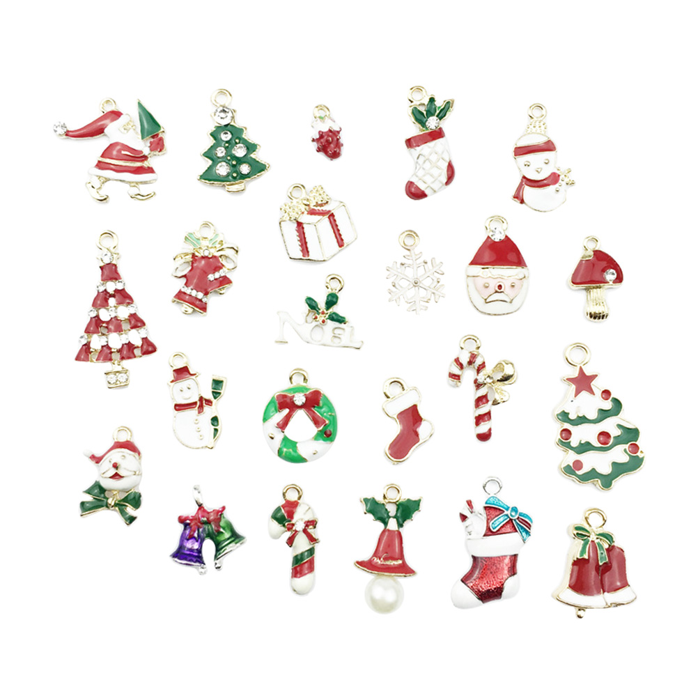 

23Pcs Christmas Pendant Festival Cute DIY Decorative Ornaments Pendant for Charms Xmas Gifts Alloy Jewelry Necklace